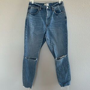 we the free by free people curvy straight leg distressed medium wash jeans sz 31